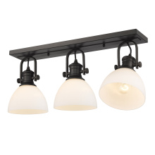 Golden 3118-3SF RBZ-OP - Yep by Golden Lighting Hines 3-light Semi-Flush Mount in Rubbed Bronze and Opal Glass